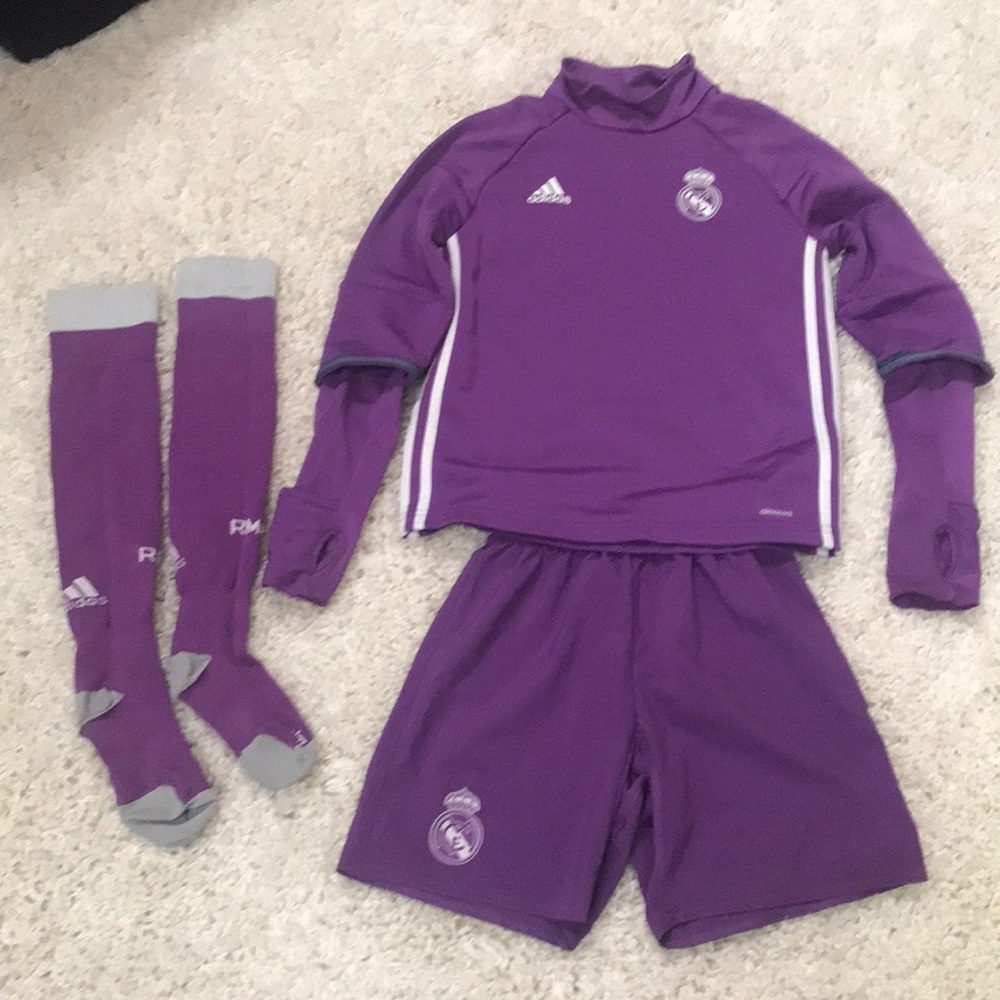 Purple soccer outfit